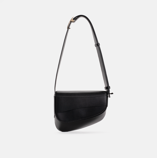 Marianne small smooth leather shoulder bag in black