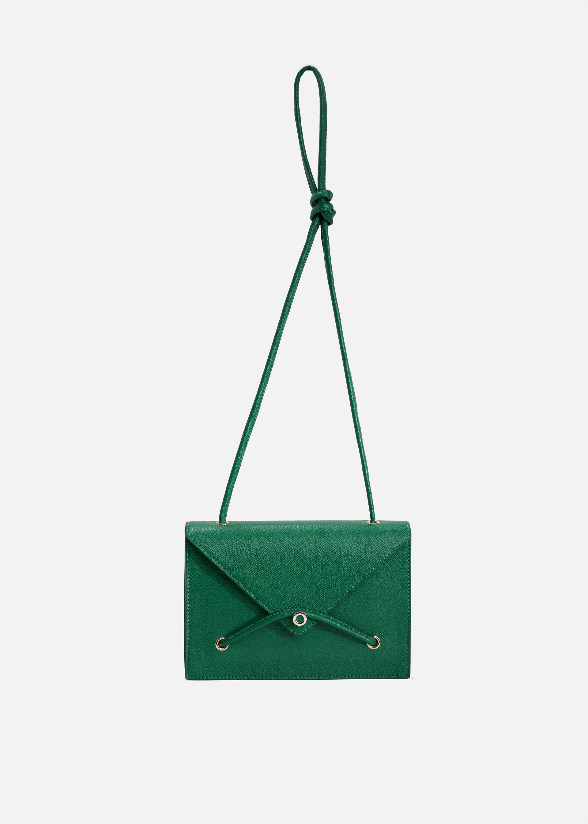 Lella cross grain embossed leather crossbody bag in verde