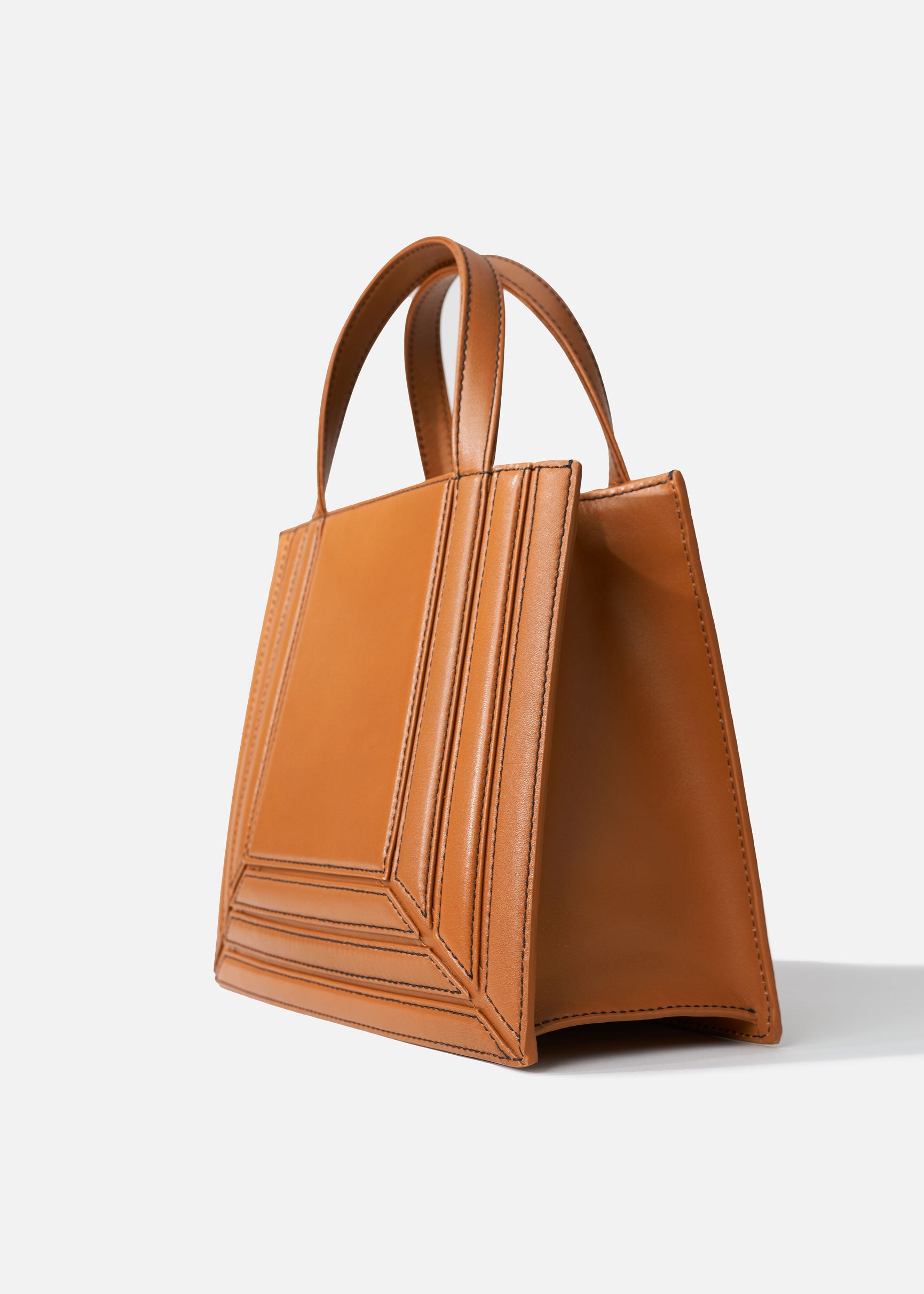 Palladian laramie leather double handle bag in cognac