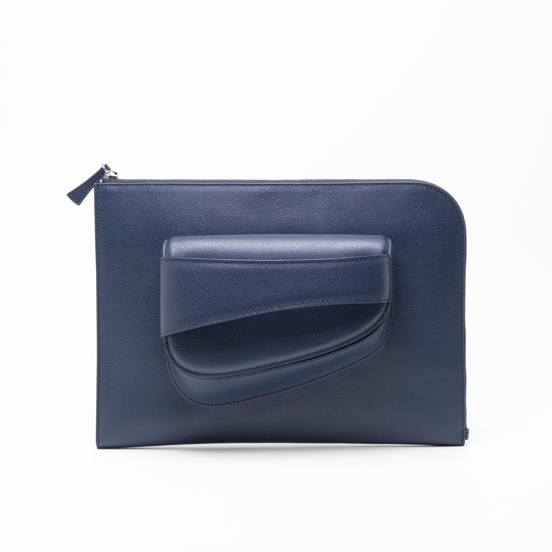 Ellipse Pebble Leather 13" Laptop Sleeve in Navy