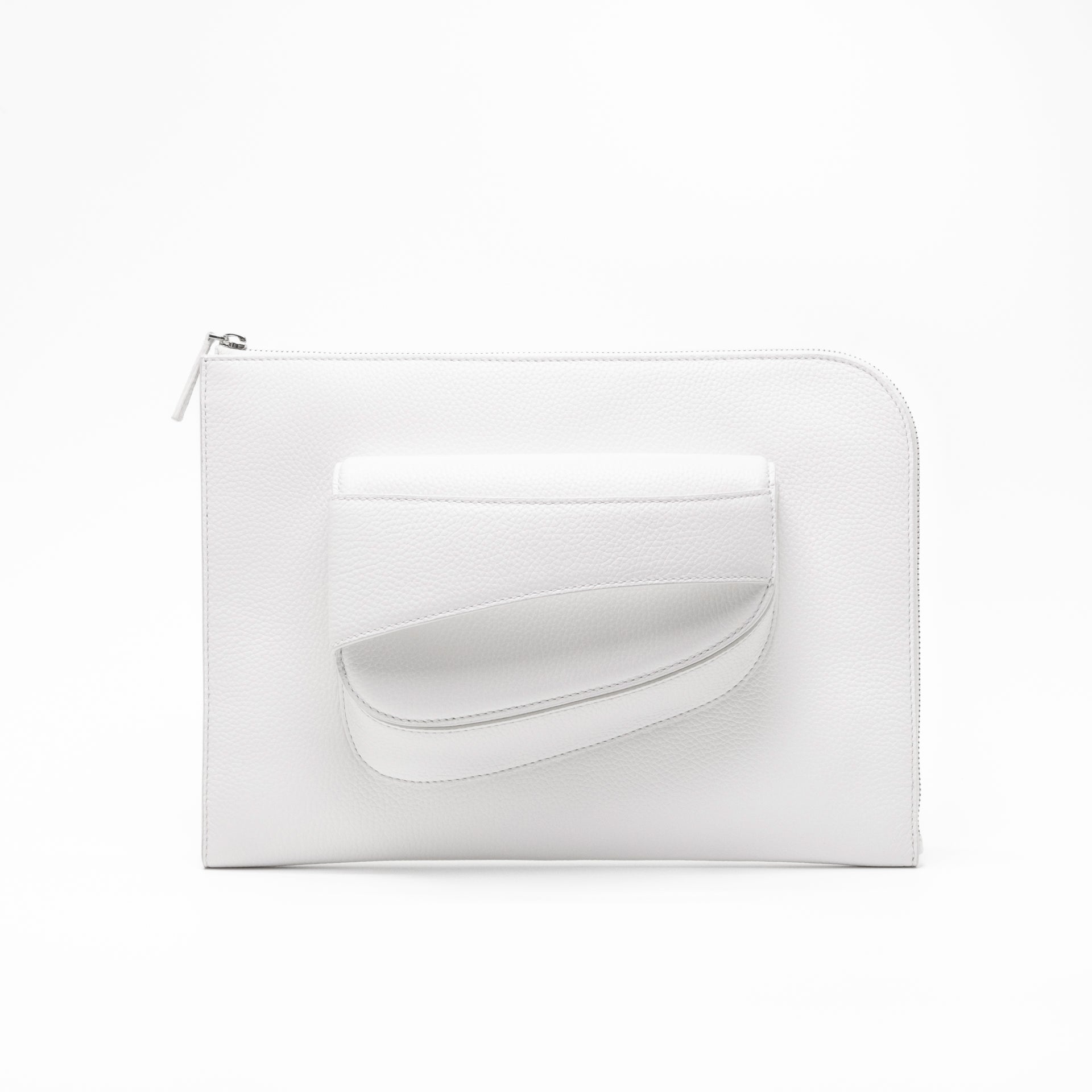 Ellipse Pebble Leather 13" Laptop Sleeve in Optic White