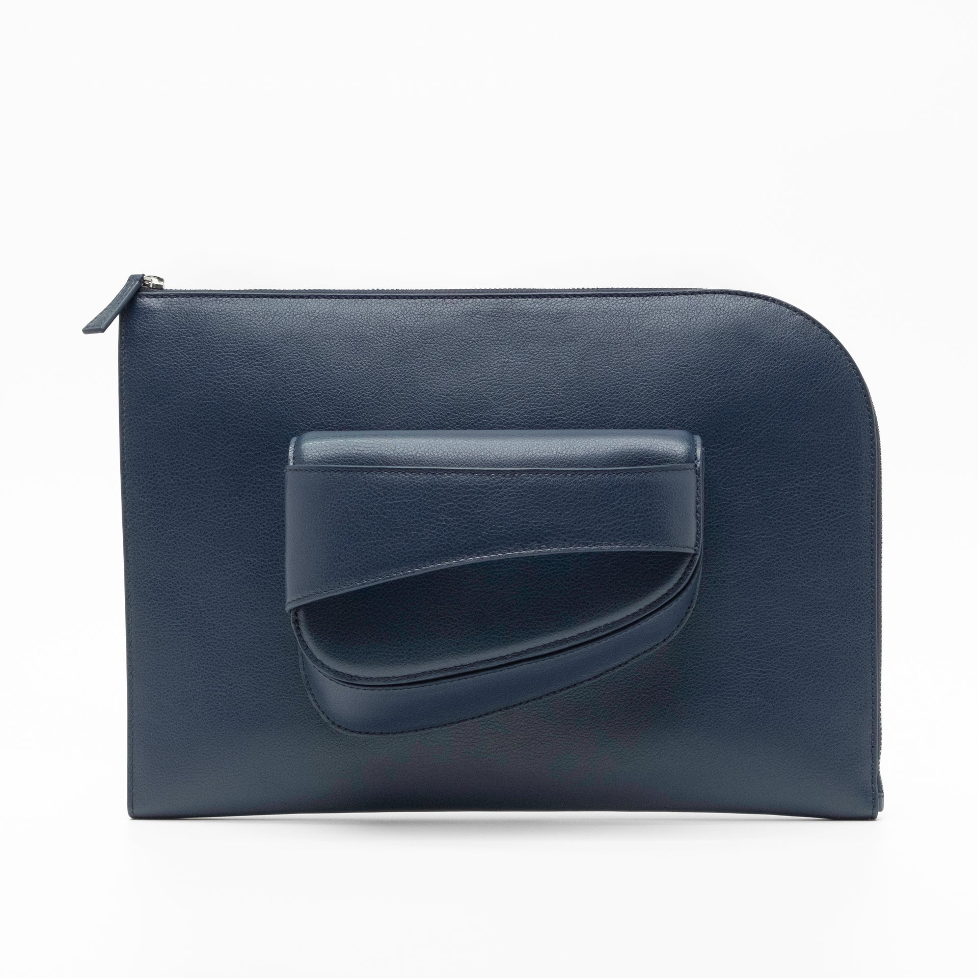 Ellipse Pebble Leather 16" Laptop Sleeve in Navy