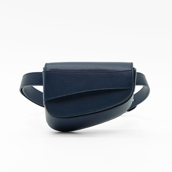 Ellipse Pebble Leather Fanny Pack in Navy