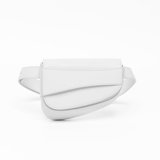 Ellipse Pebble Leather Fanny Pack in Optic White