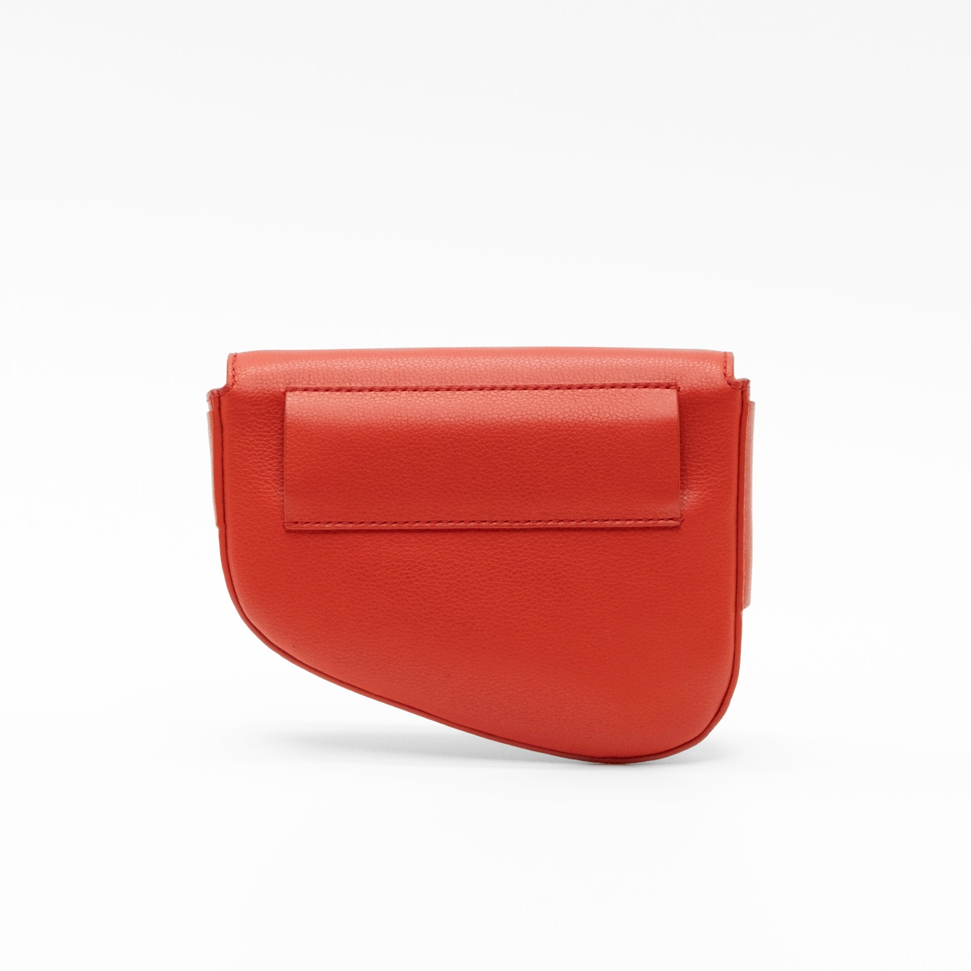 Ellipse Pebble Leather Fanny Pack in Tomato