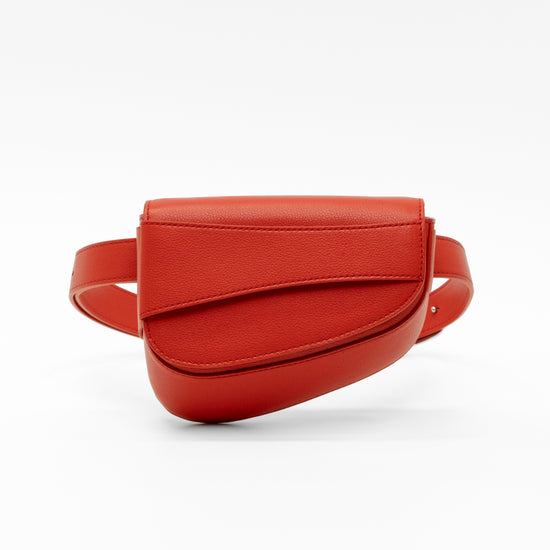 Ellipse Pebble Leather Fanny Pack in Tomato