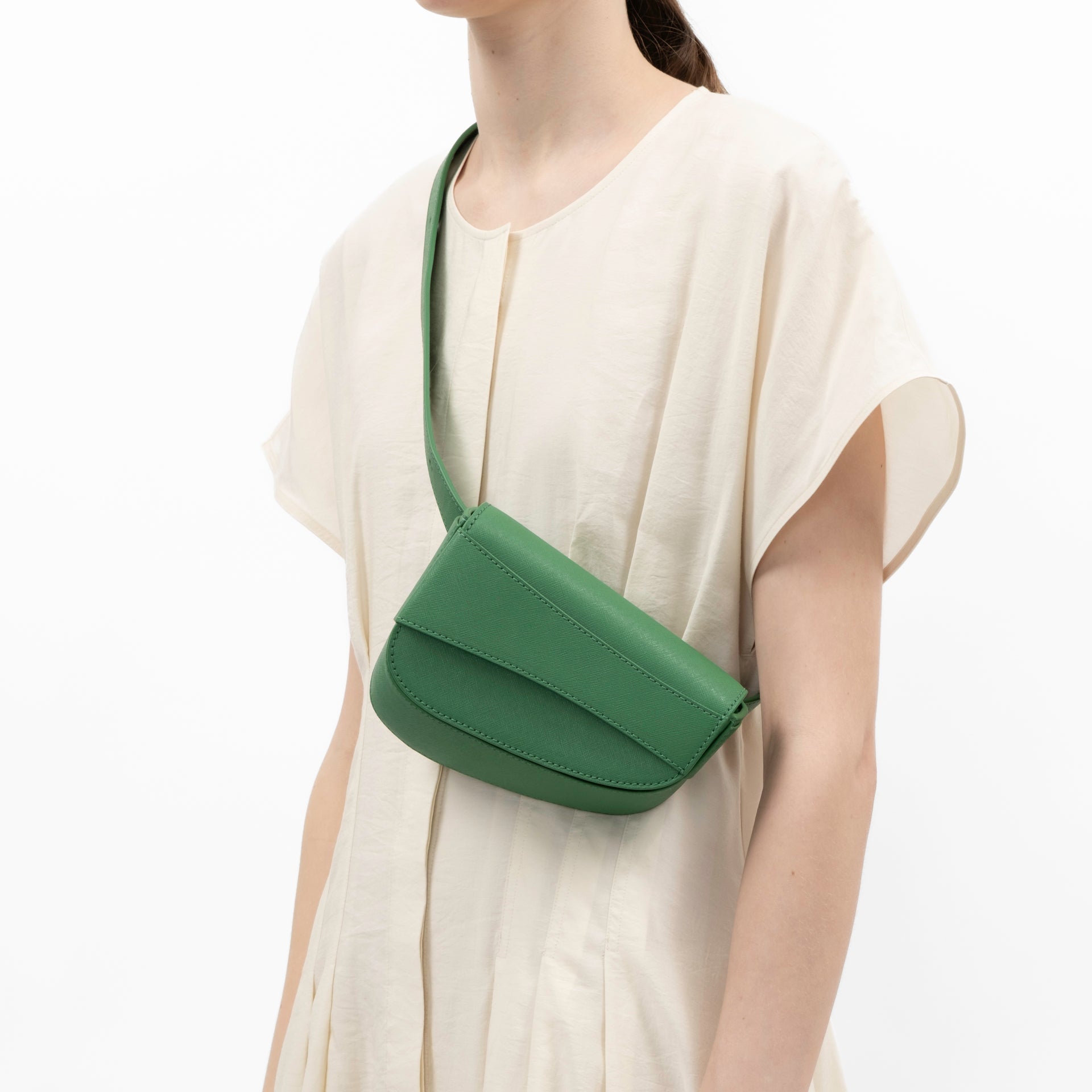 Ellipse Saffiano Leather Fanny Pack in Verde