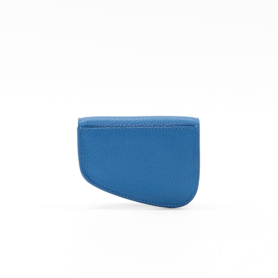 Ellipse Pebble Leather Mini Cardholder in Cobalt