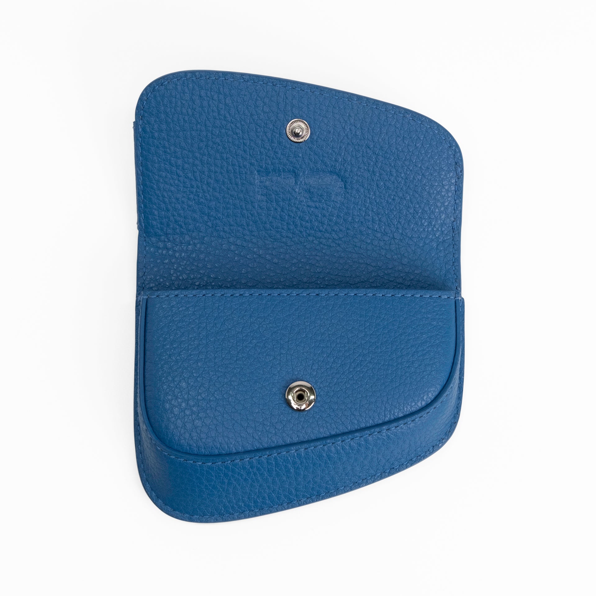 Ellipse Pebble Leather Mini Cardholder in Cobalt