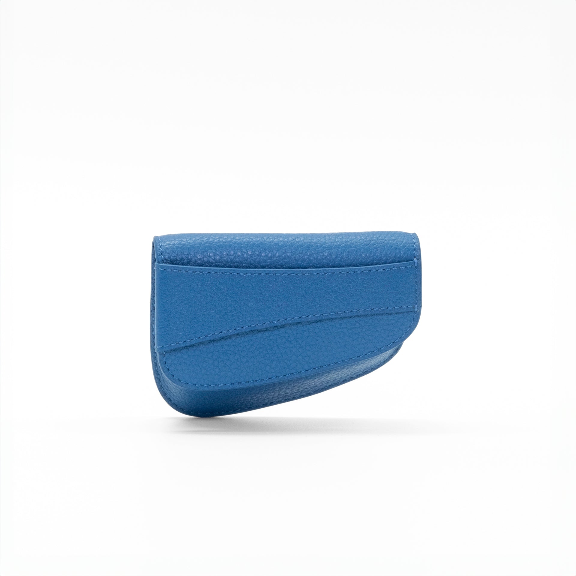 Ellipse Pebble Leather Mini Cardholder in Cobalt