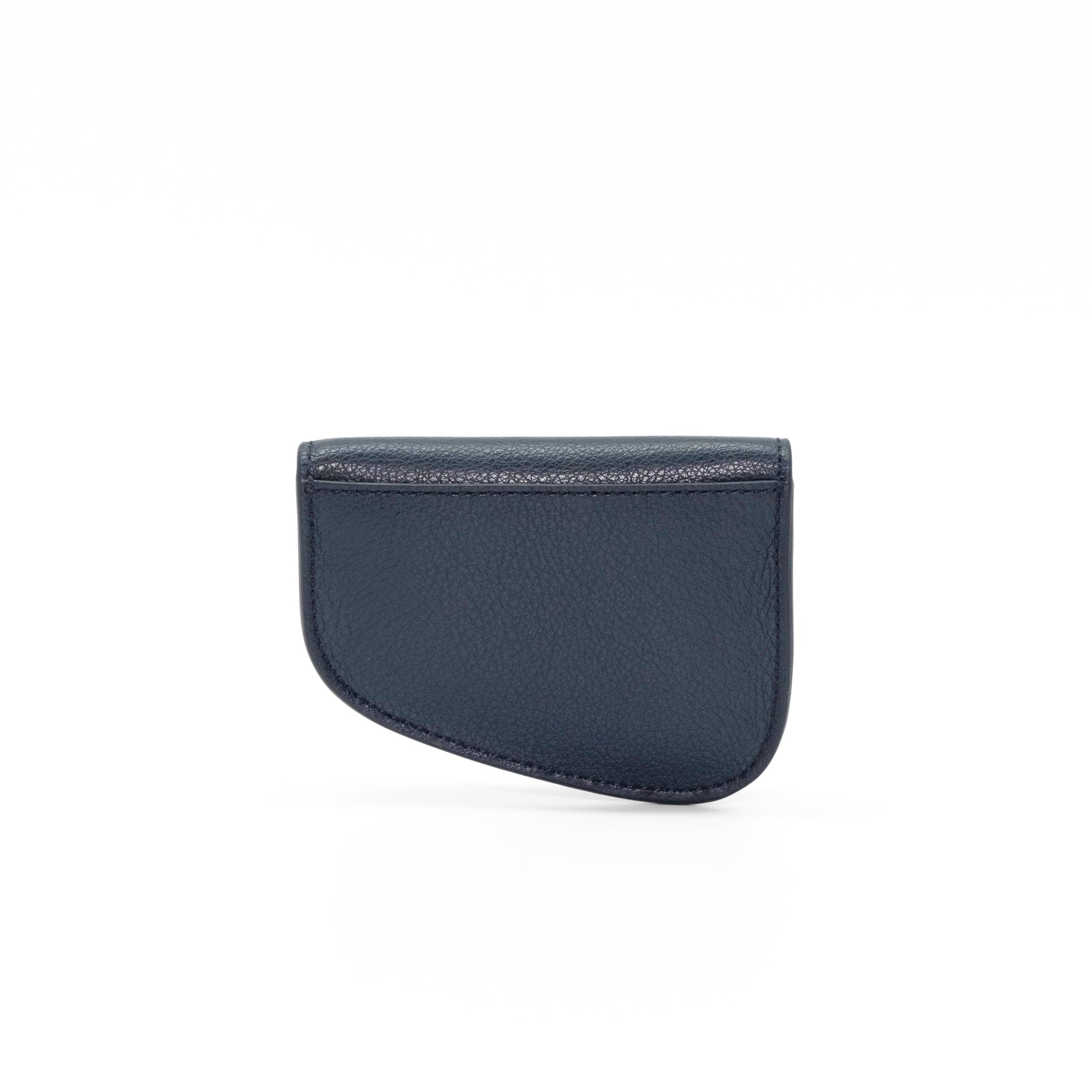 Ellipse Pebble Leather Mini Cardholder in Navy