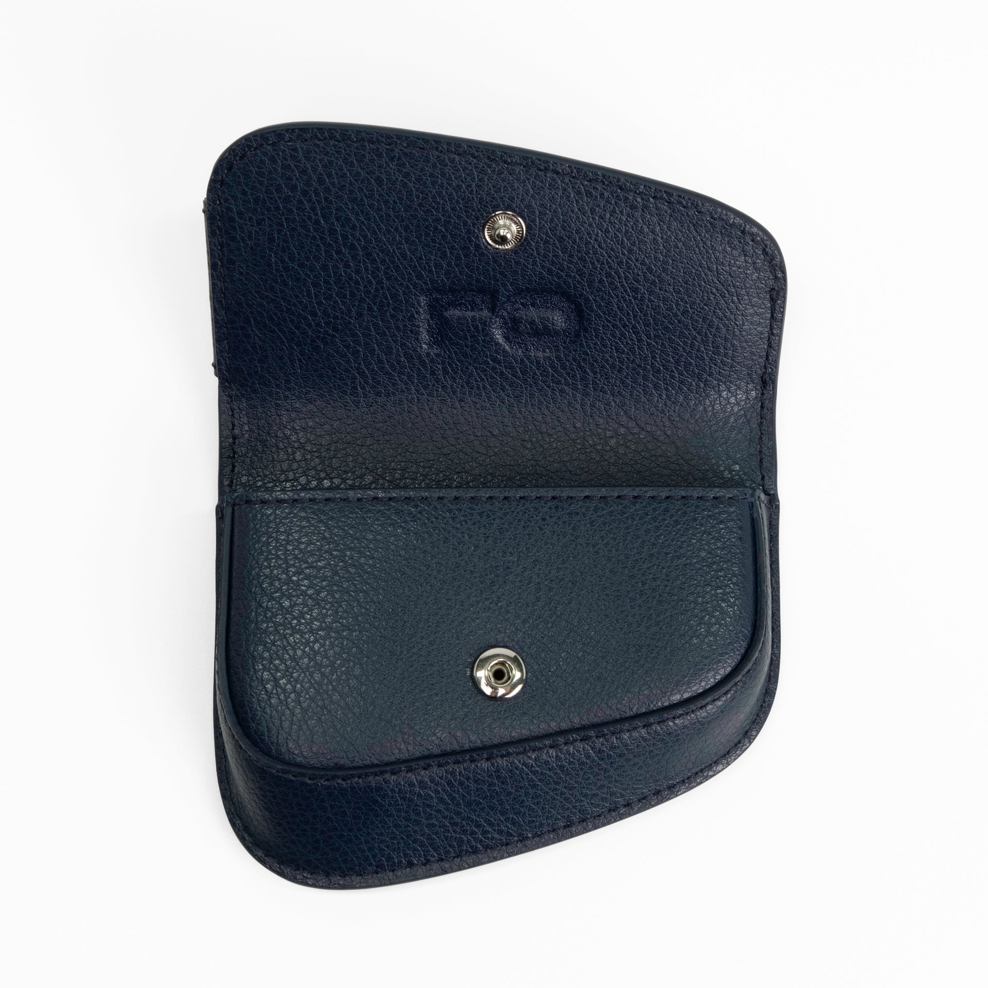 Ellipse Pebble Leather Mini Cardholder in Navy