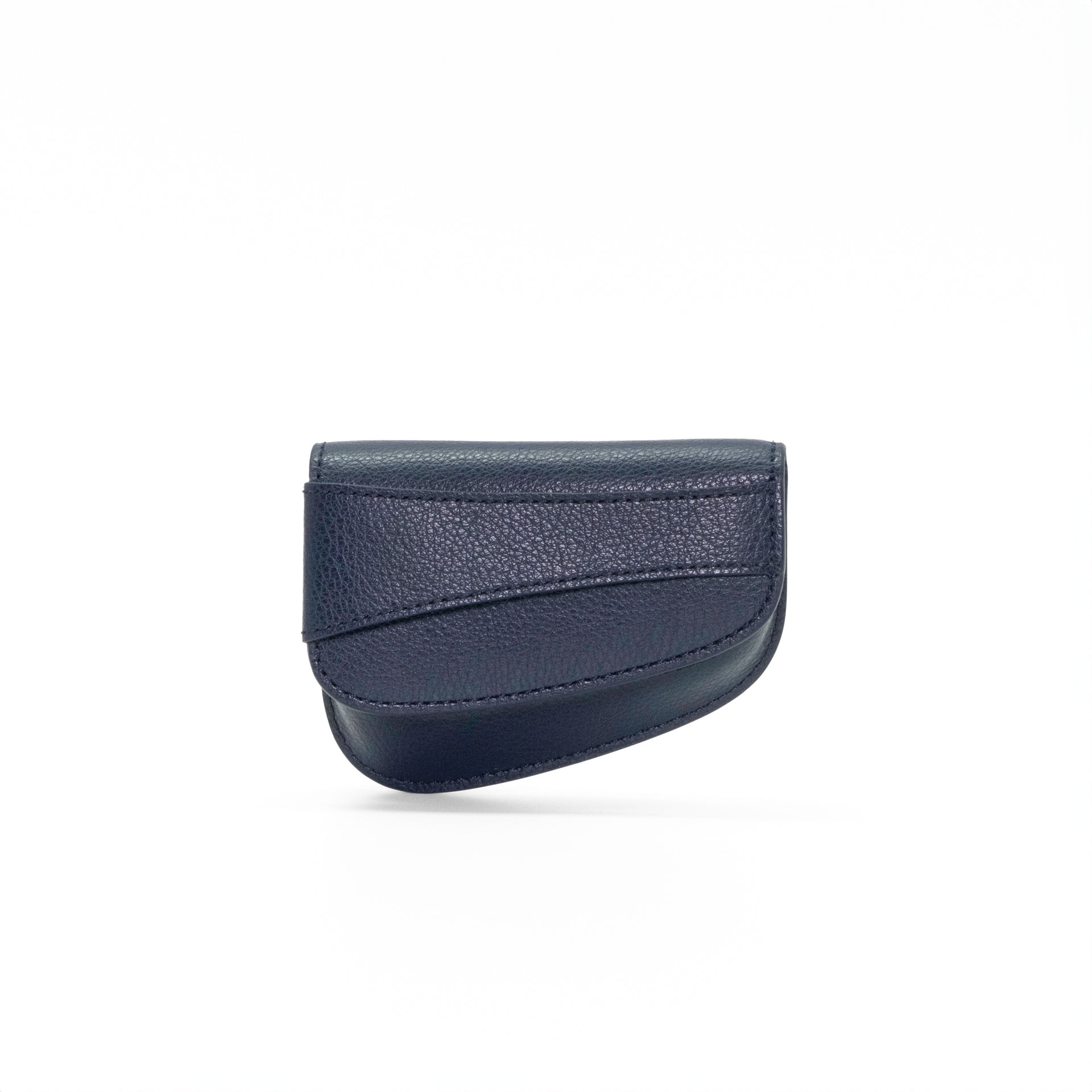 Ellipse Pebble Leather Mini Cardholder in Navy