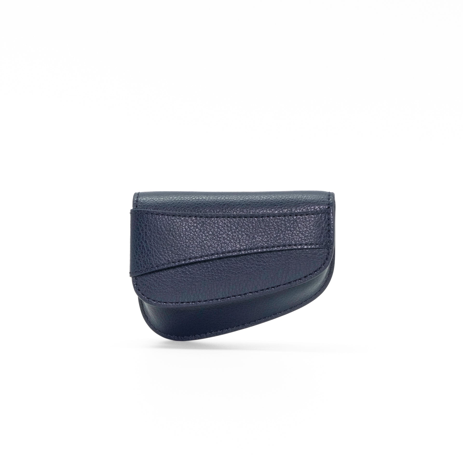 Ellipse Pebble Leather Mini Cardholder in Navy