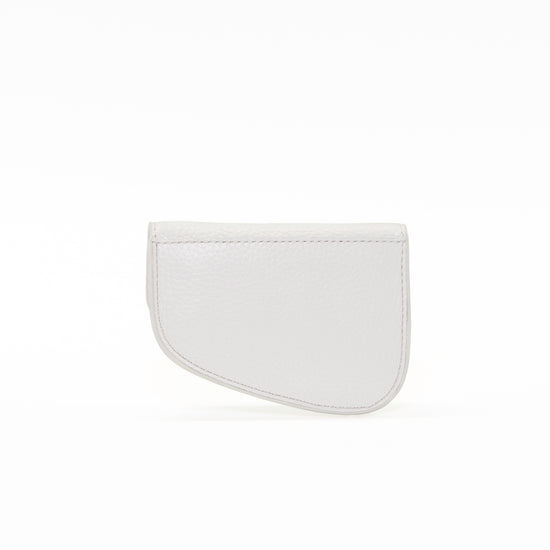 Ellipse Pebble Leather Mini Cardholder in Optic White