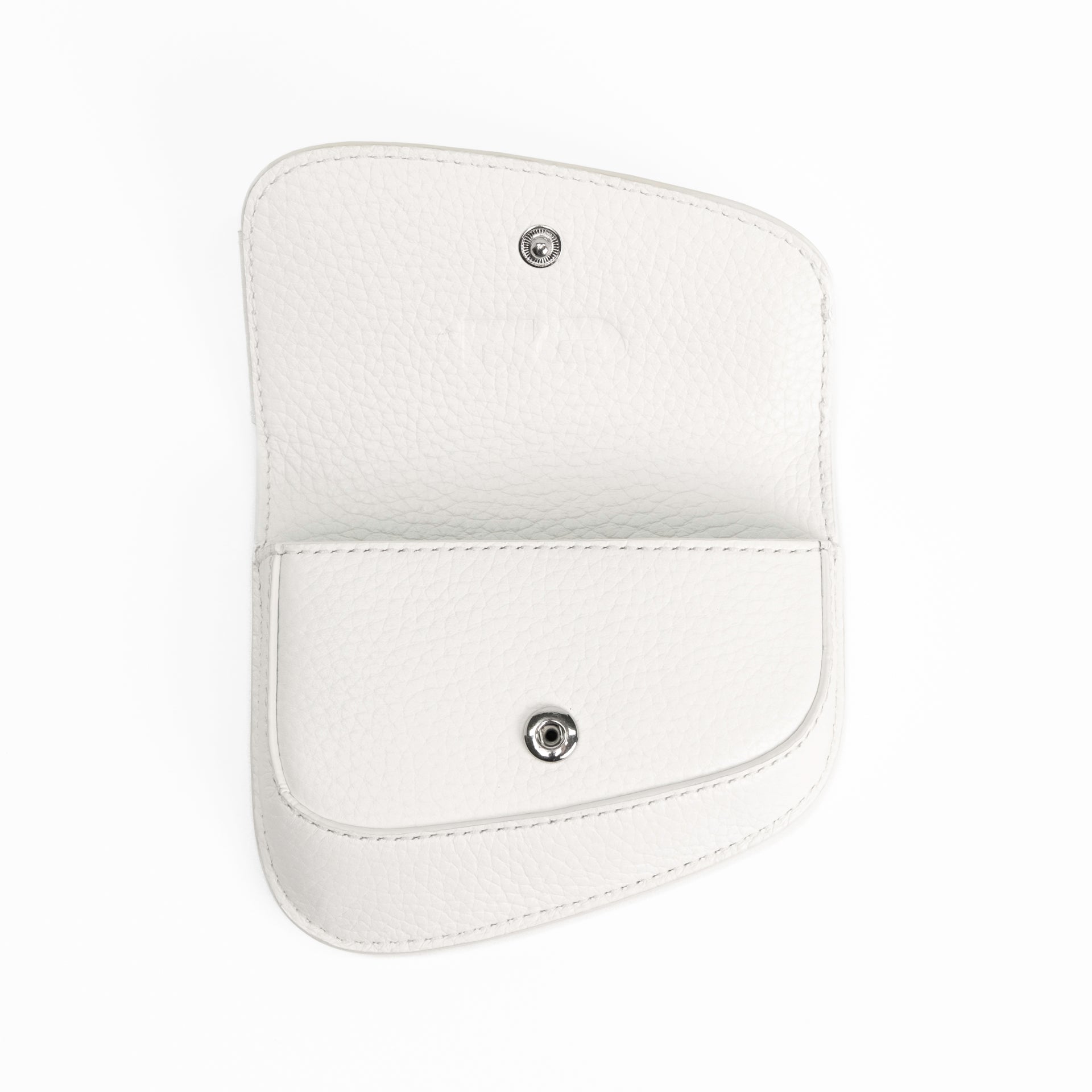 Ellipse Pebble Leather Mini Cardholder in Optic White