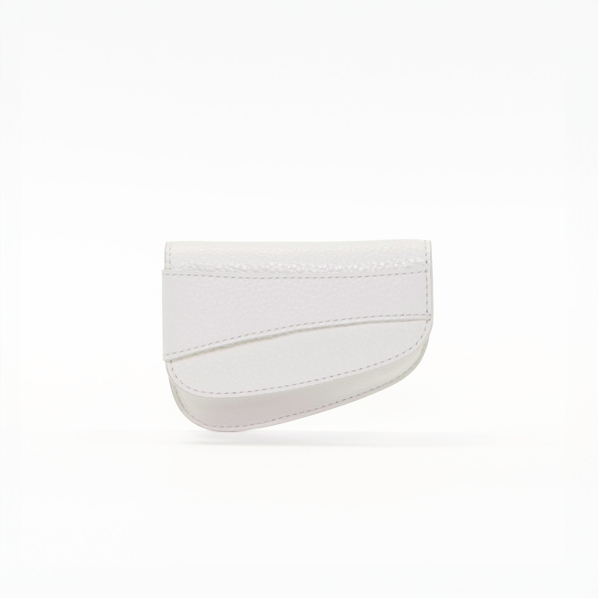 Ellipse Pebble Leather Mini Cardholder in Optic White