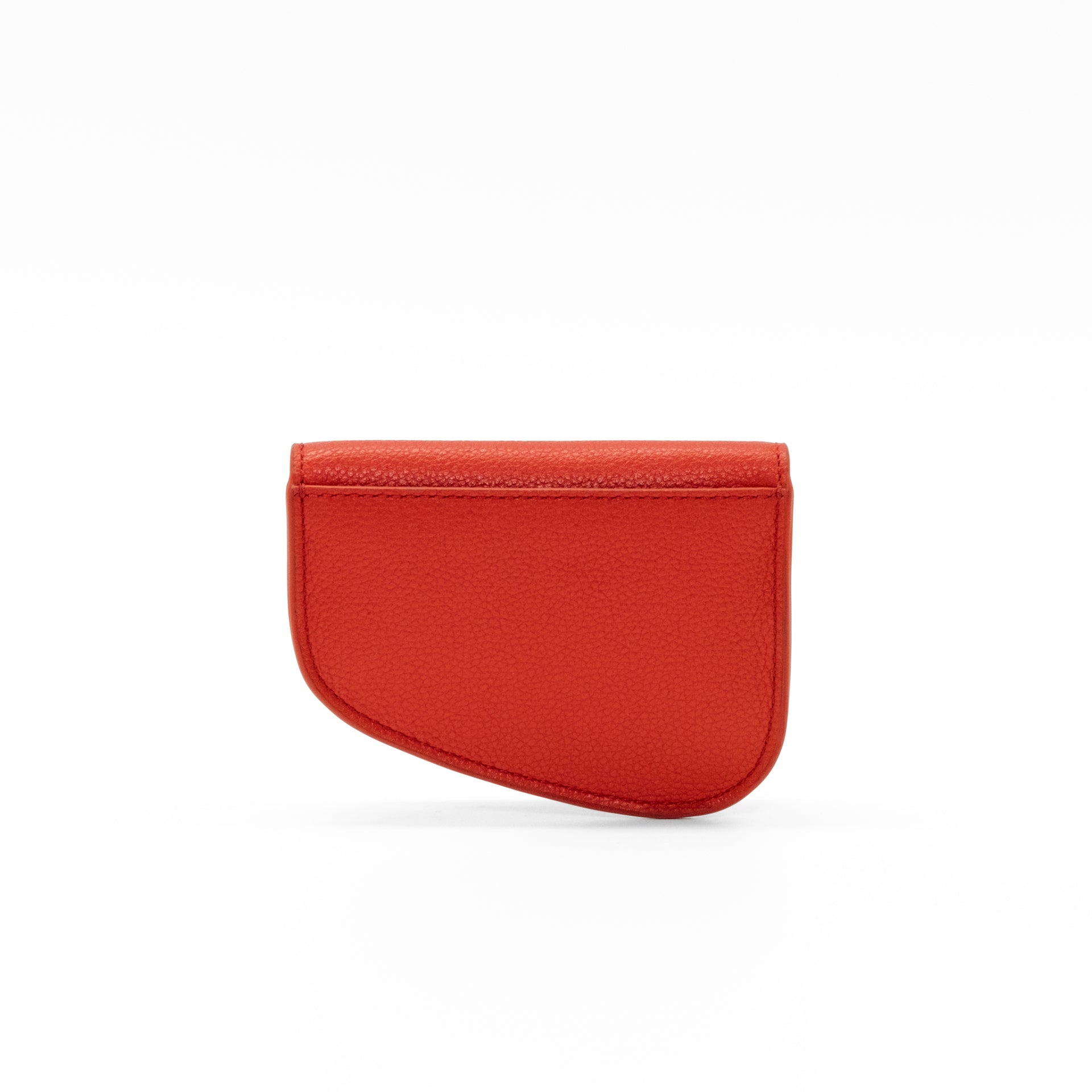 Ellipse Pebble Leather Mini Cardholder in Tomato