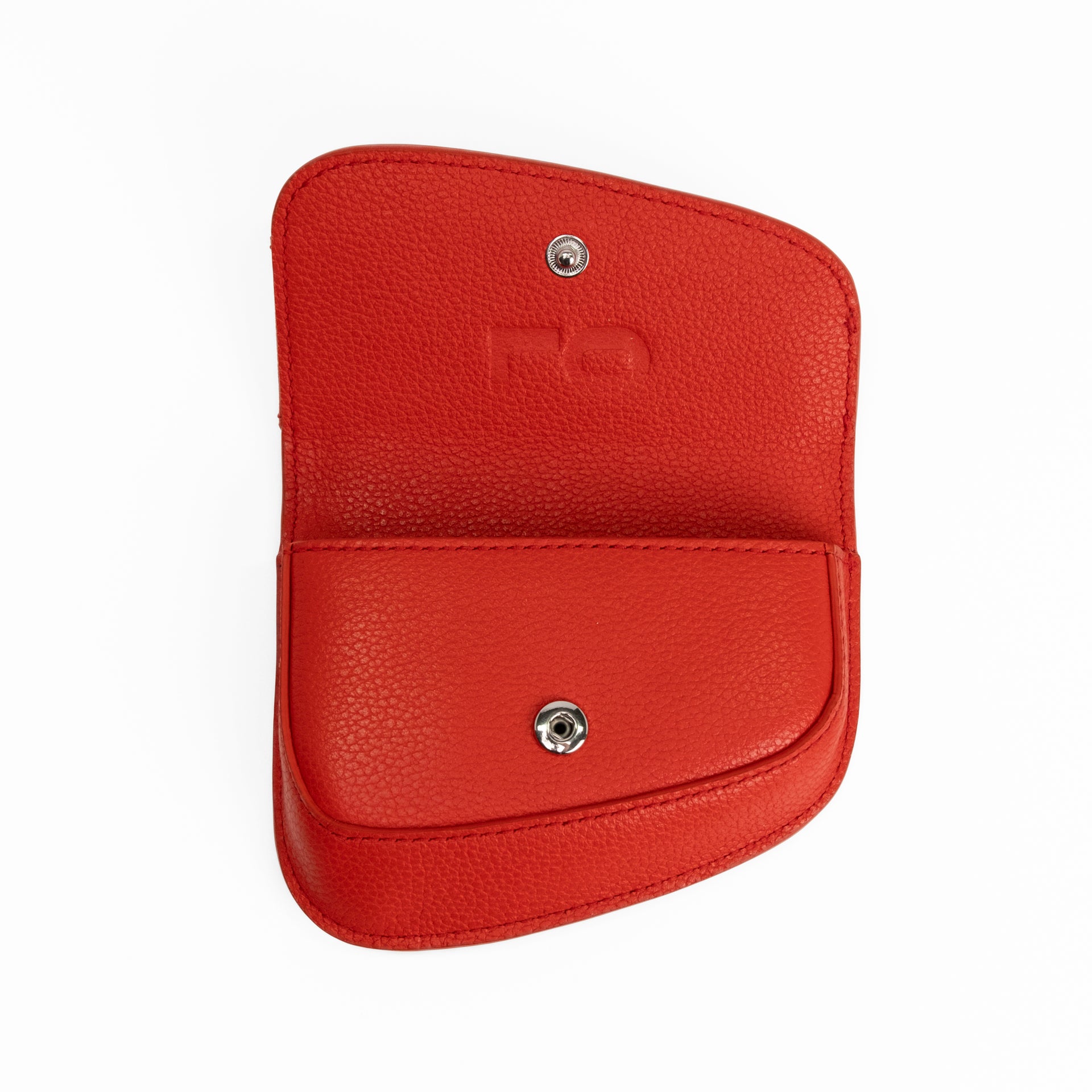 Ellipse Pebble Leather Mini Cardholder in Tomato