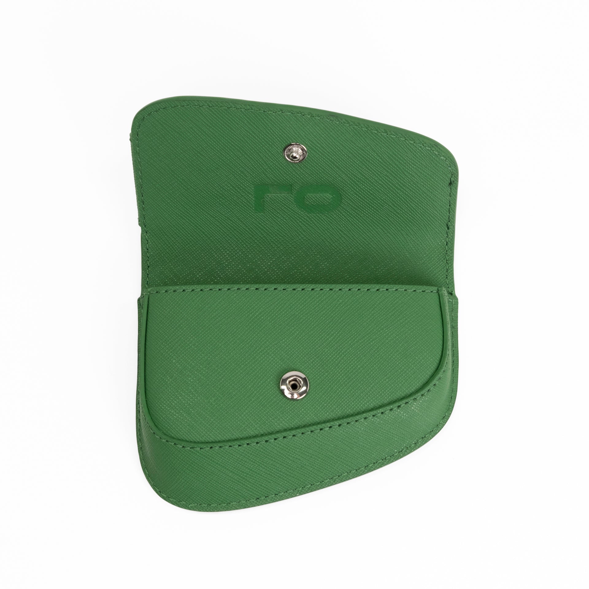 Ellipse Saffiano Leather Mini Cardholder in Verde