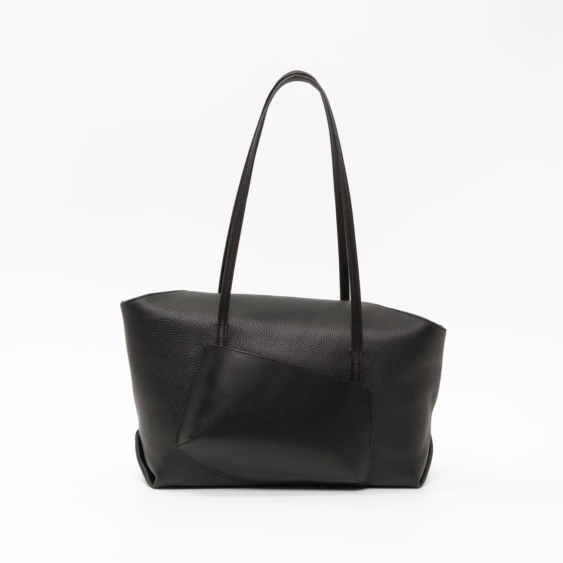 Nova Upcycled Pebble Leather Small Tote in Black