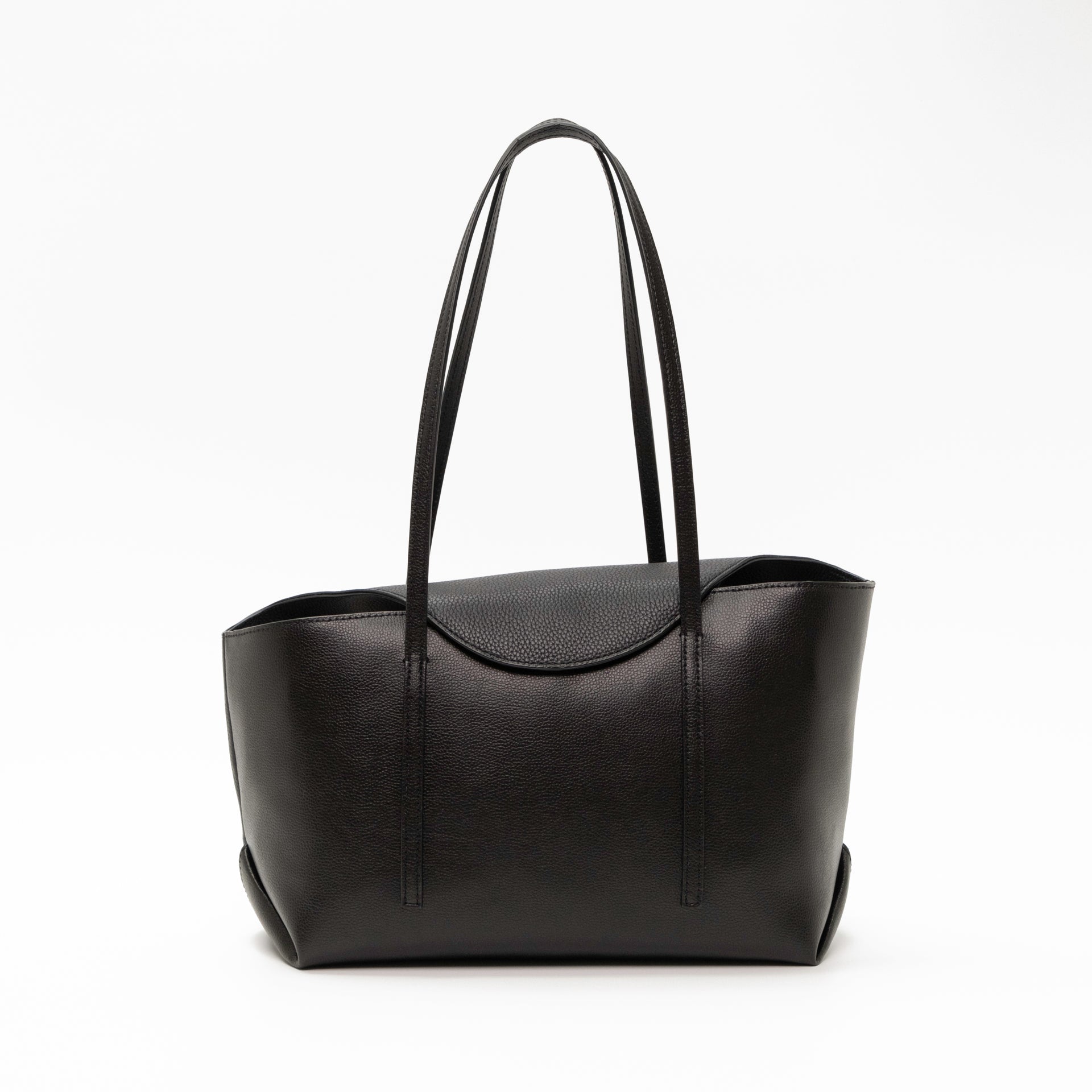 Nova Upcycled Pebble Leather Small Tote in Black