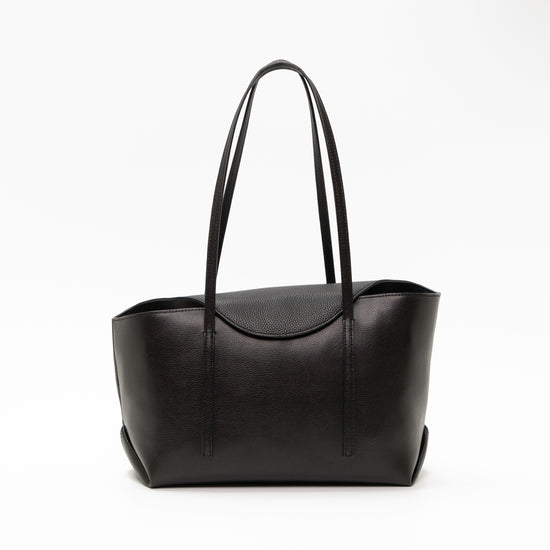 Nova Upcycled Pebble Leather Small Tote in Black