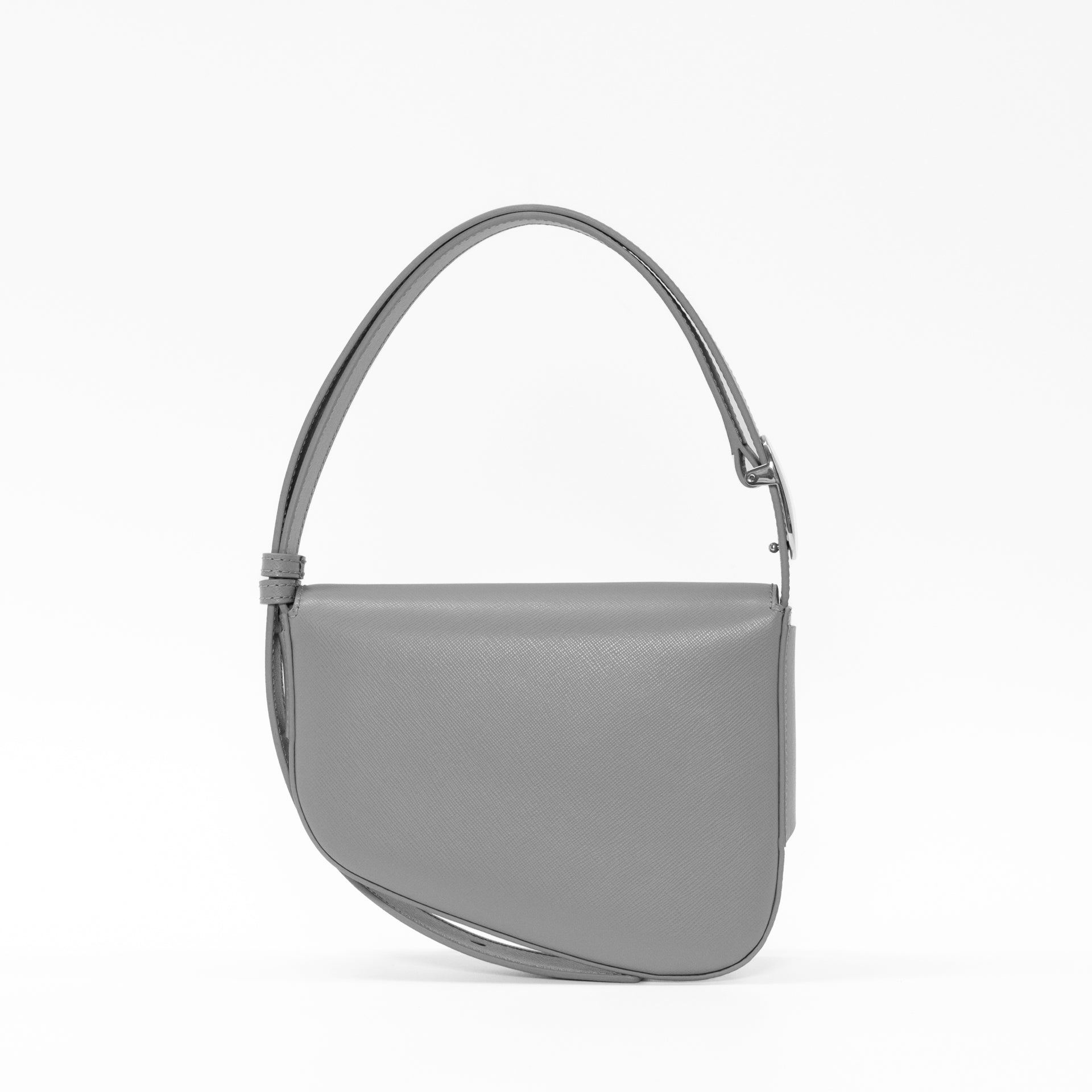 Ellipse Saffiano Leather Shoulder Bag in Carbon