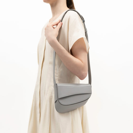 Ellipse Saffiano Leather Shoulder Bag in Carbon
