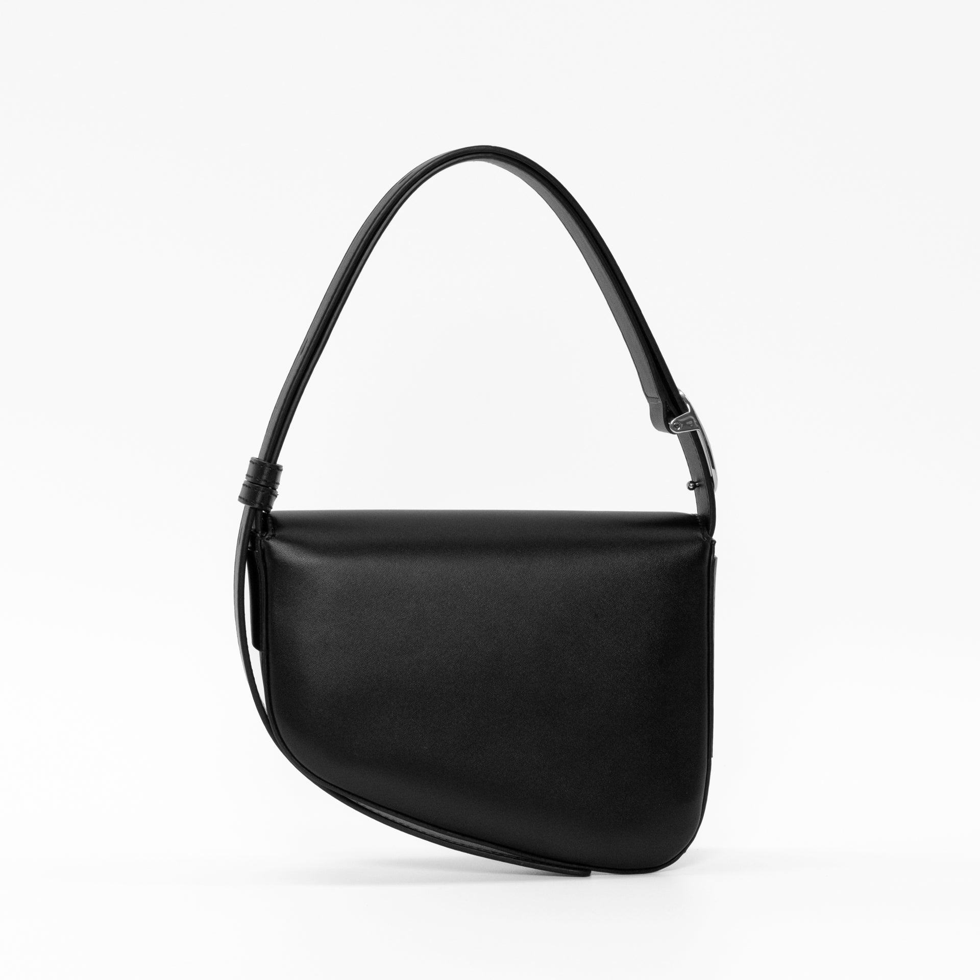 Ellipse Smooth Leather Shoulder Bag in Ink