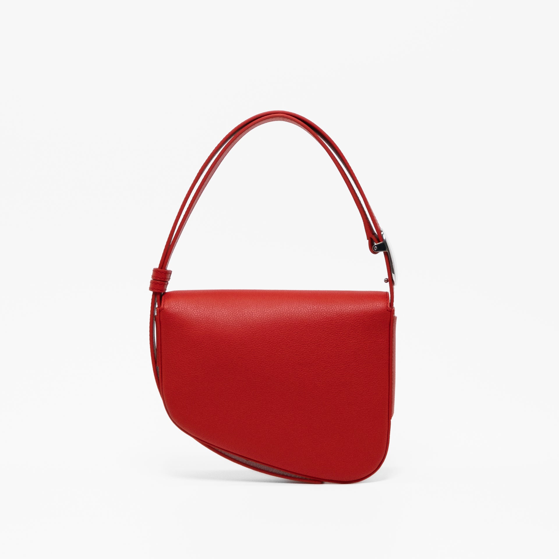 Ellipse Pebble Leather Shoulder Bag in Tomato