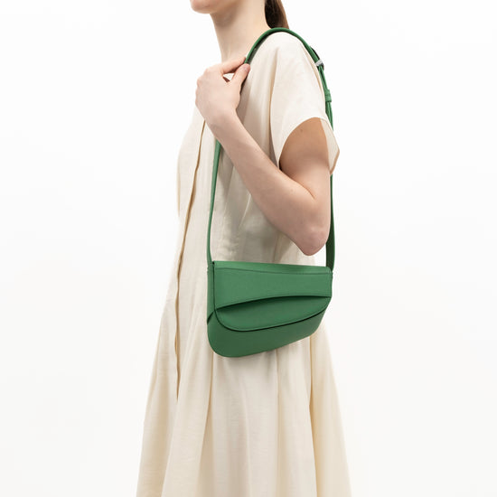 Ellipse Saffiano Leather Shoulder Bag in Verde
