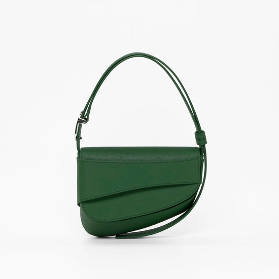 Ellipse Saffiano Leather Shoulder Bag in Verde
