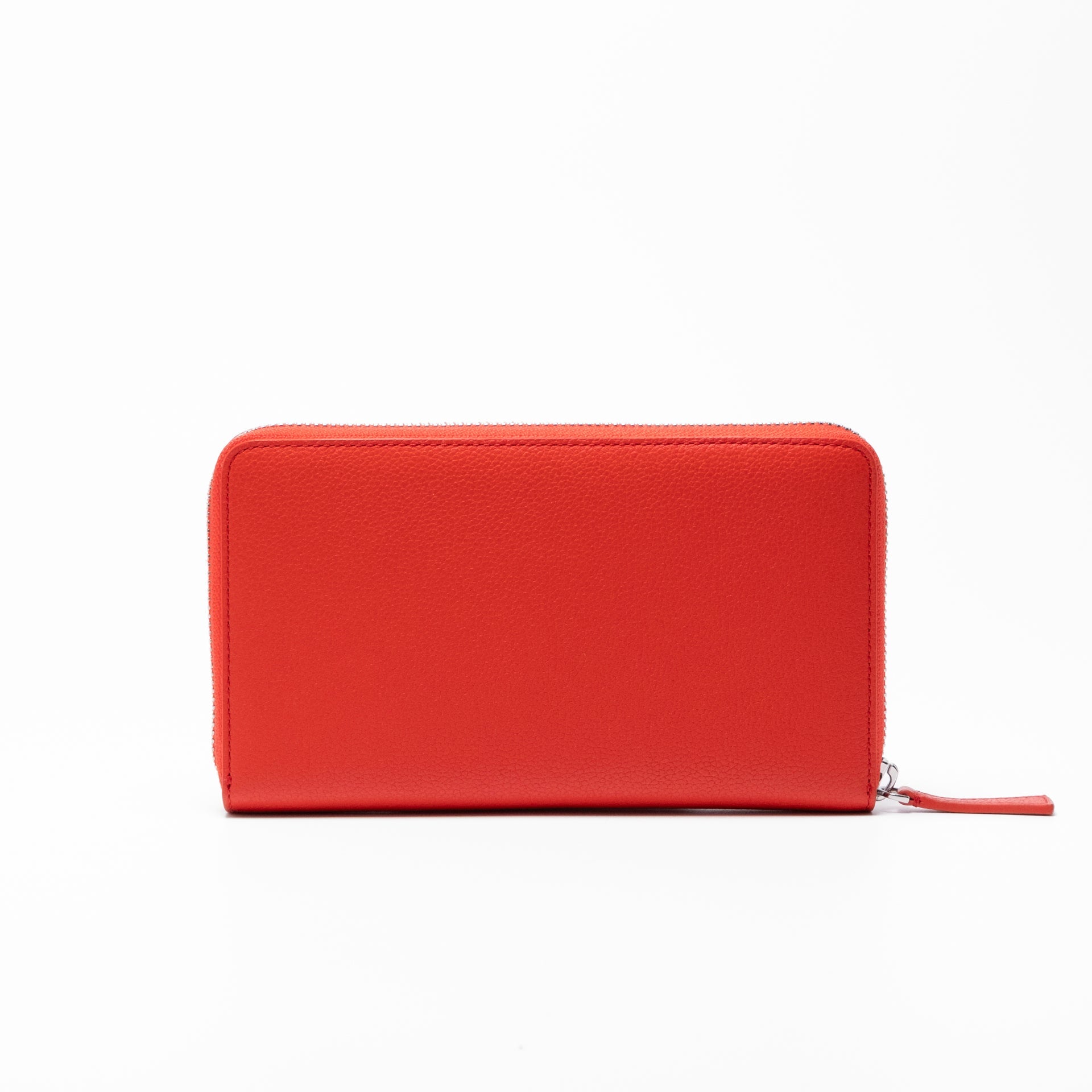 Ellipse Pebble Leather Travel Wallet in Tomato