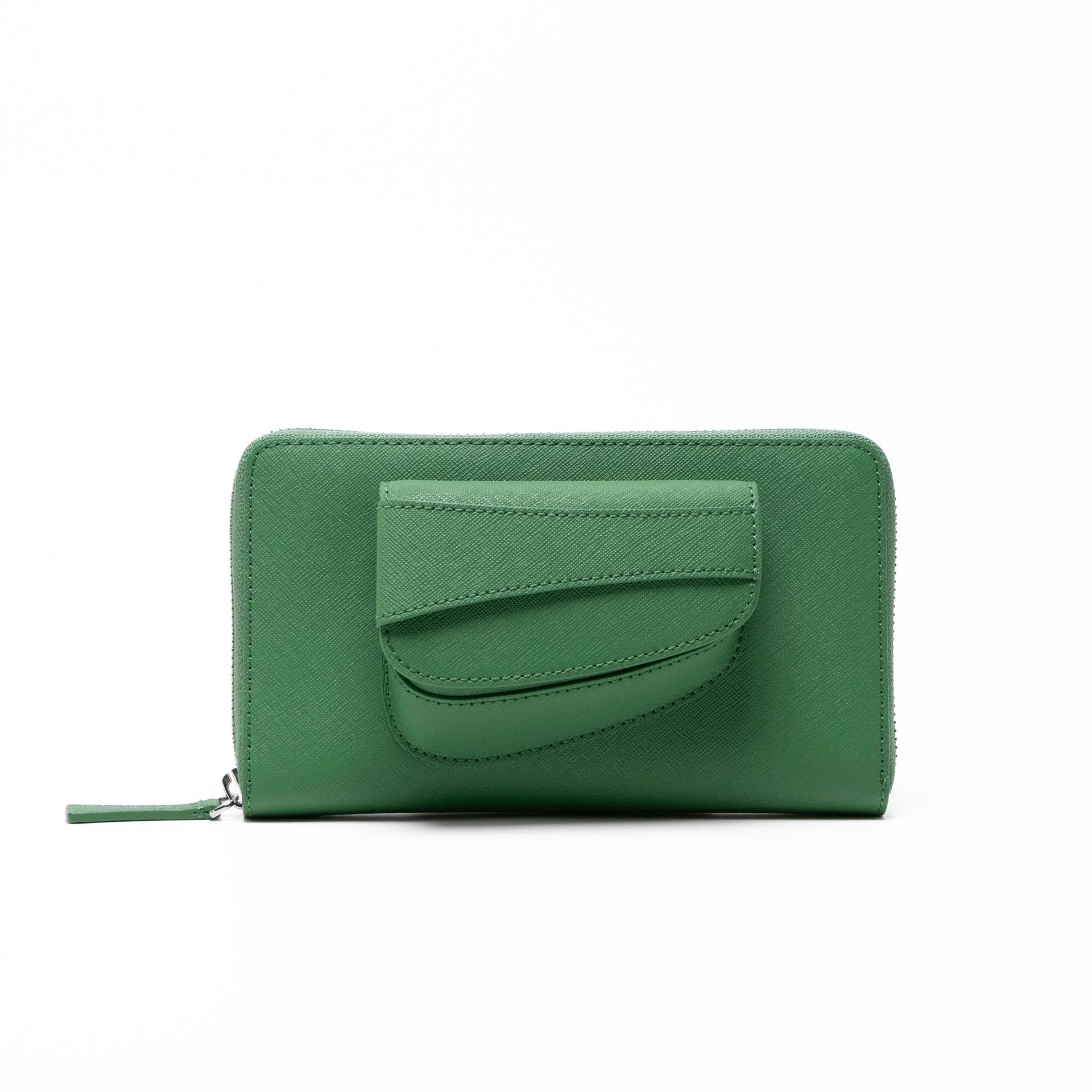 Ellipse Saffiano Leather Travel Wallet in Verde