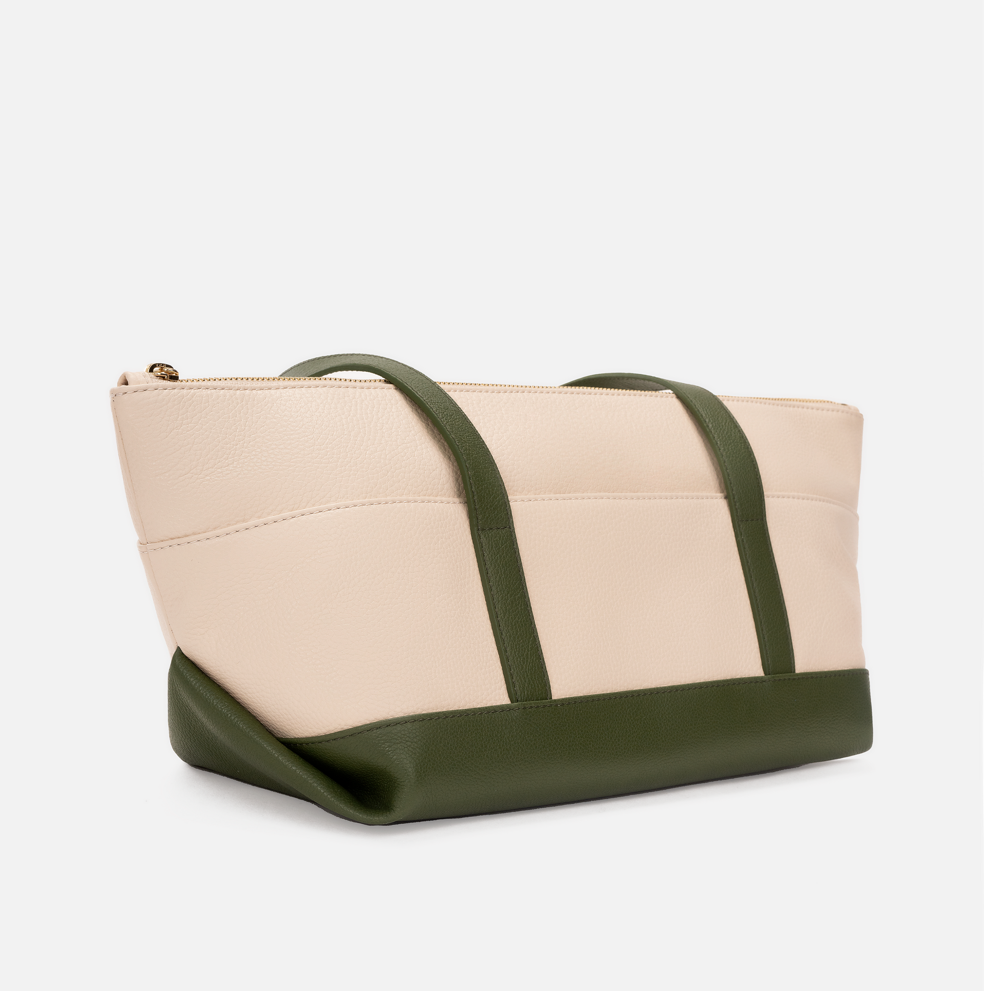 Maria pebble leather shoulder bag in bare/chive