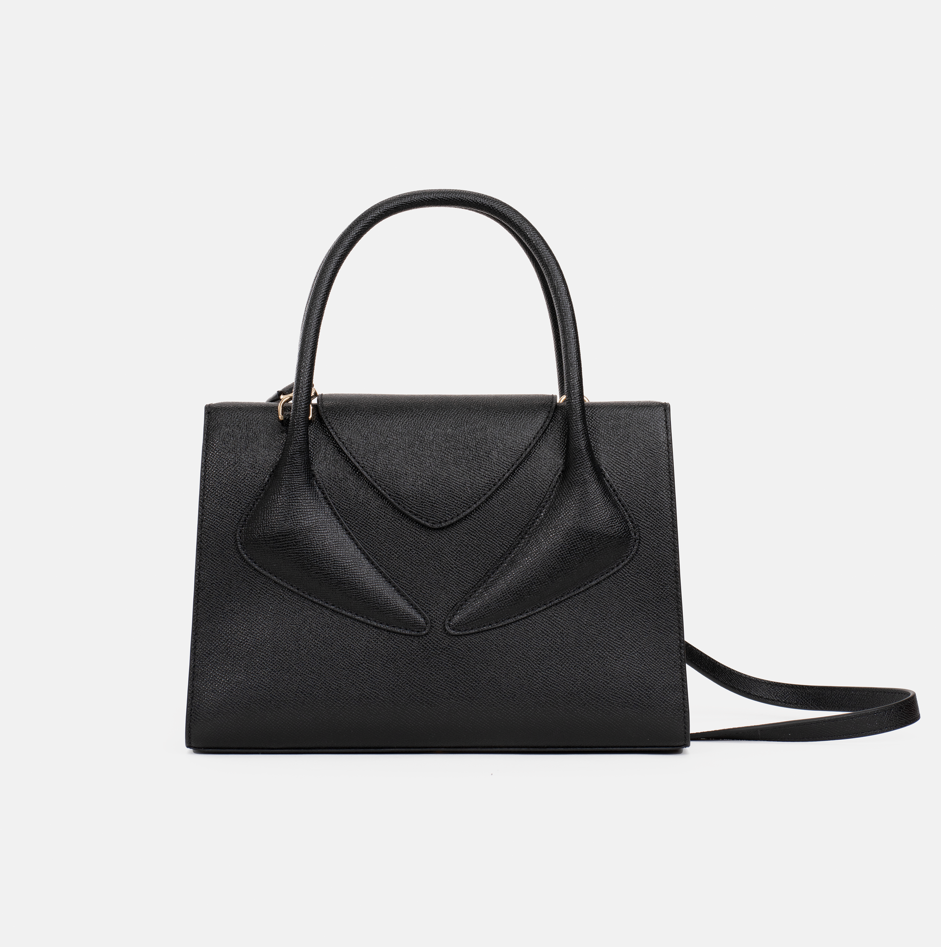 Madelon cross grain embossed leather shoulder bag in black