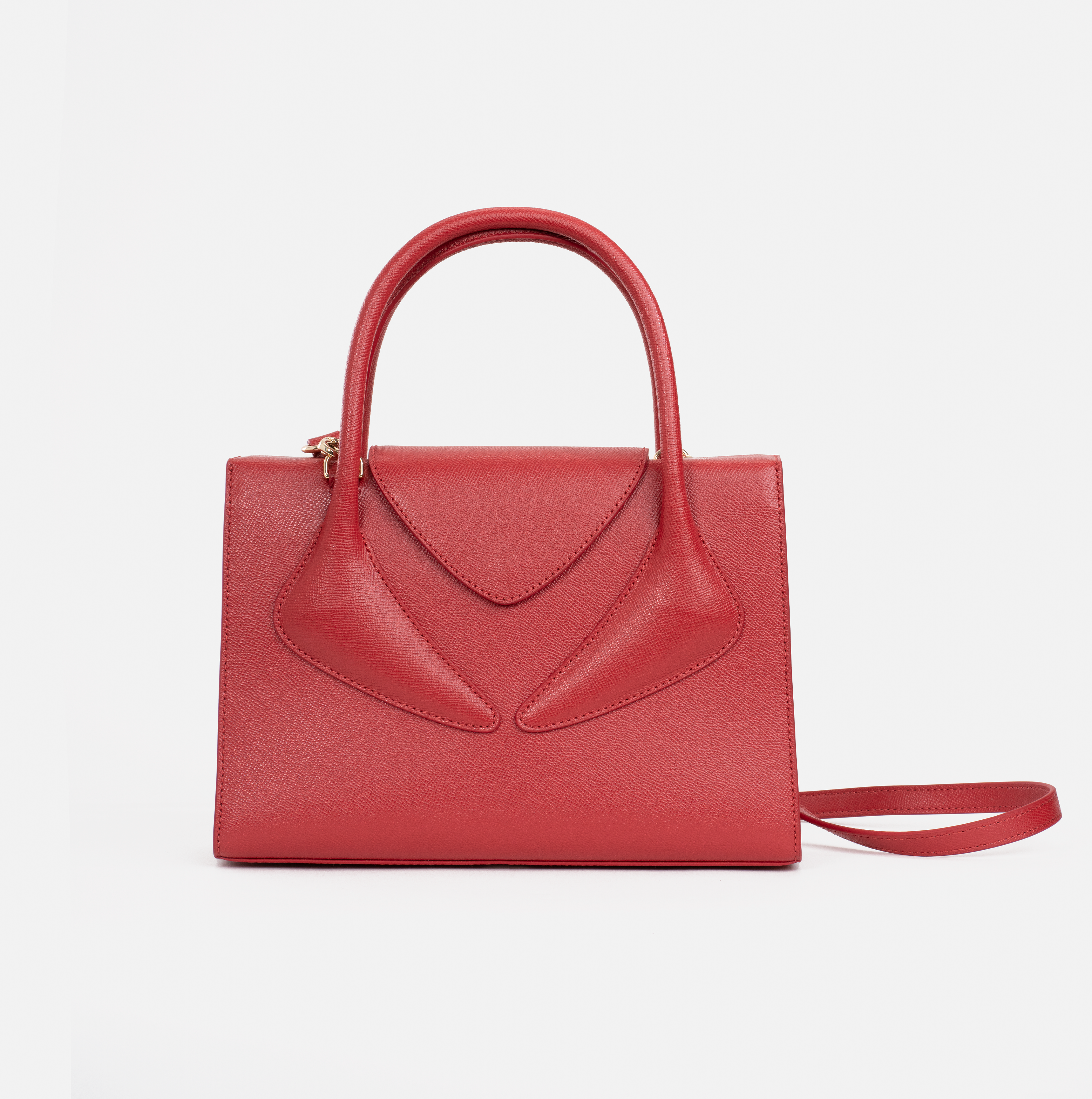 Madelon cross grain embossed leather shoulder bag in red