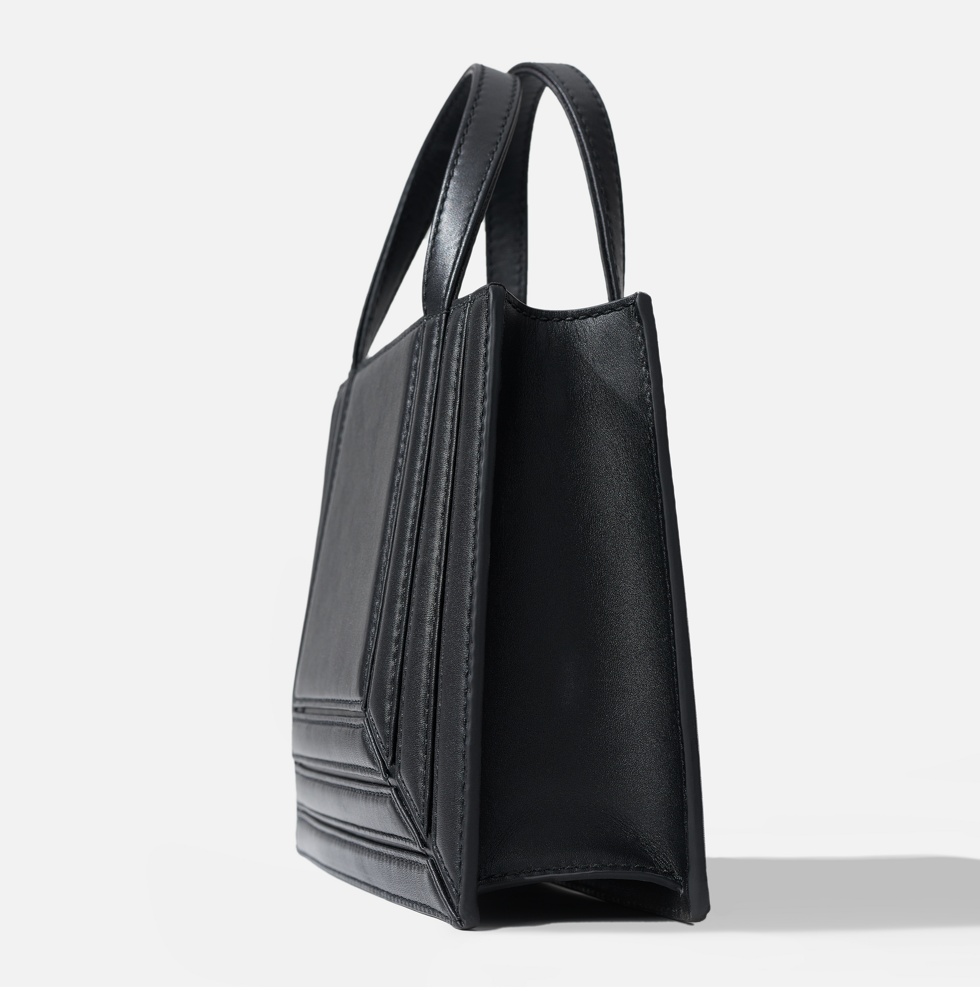 Palladian mini laramie leather double handle bag in black