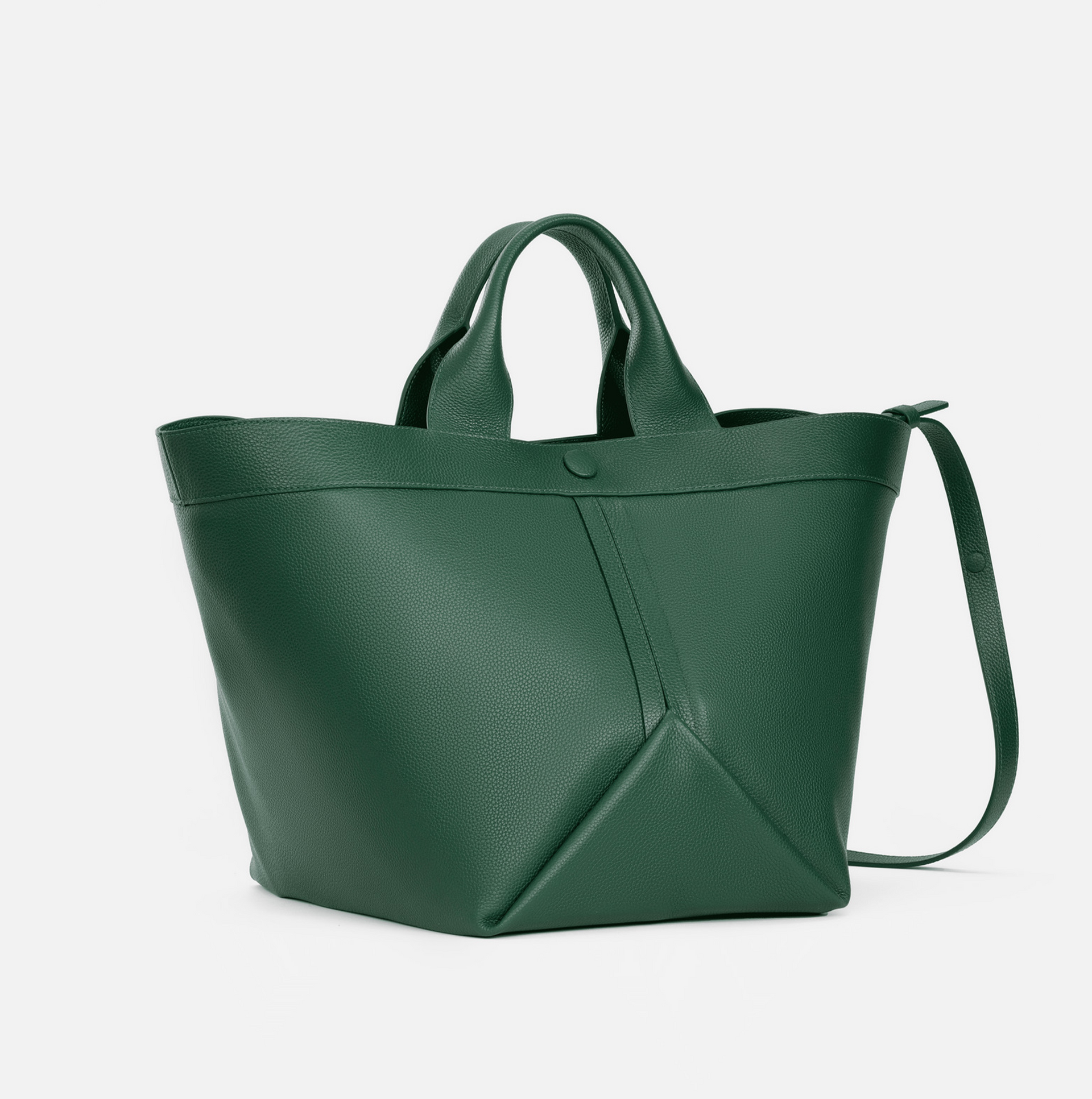 Gusset large pebble leather tote in fern