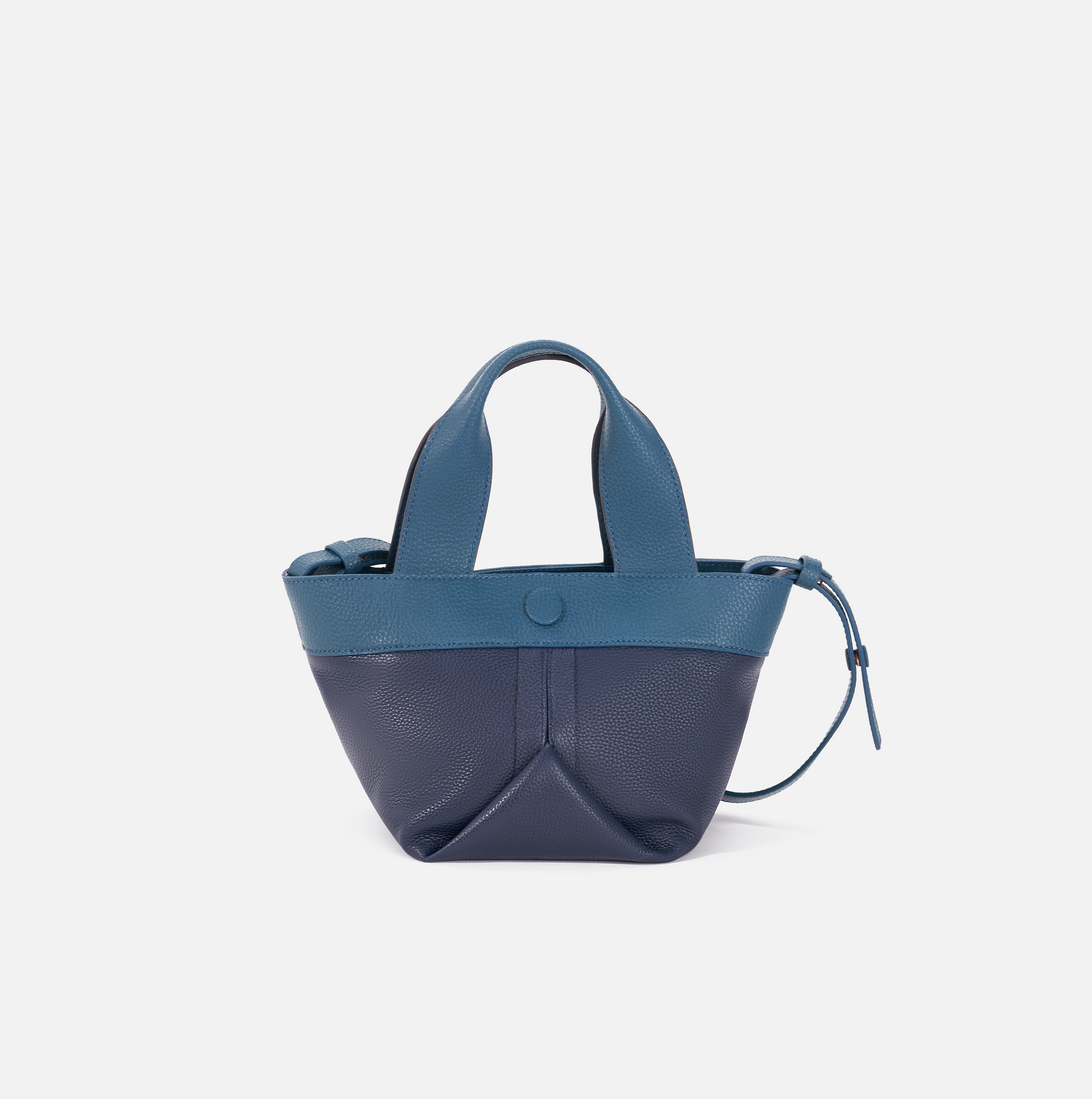 Gusset small pebble leather tote in emerald forest / blazer blue