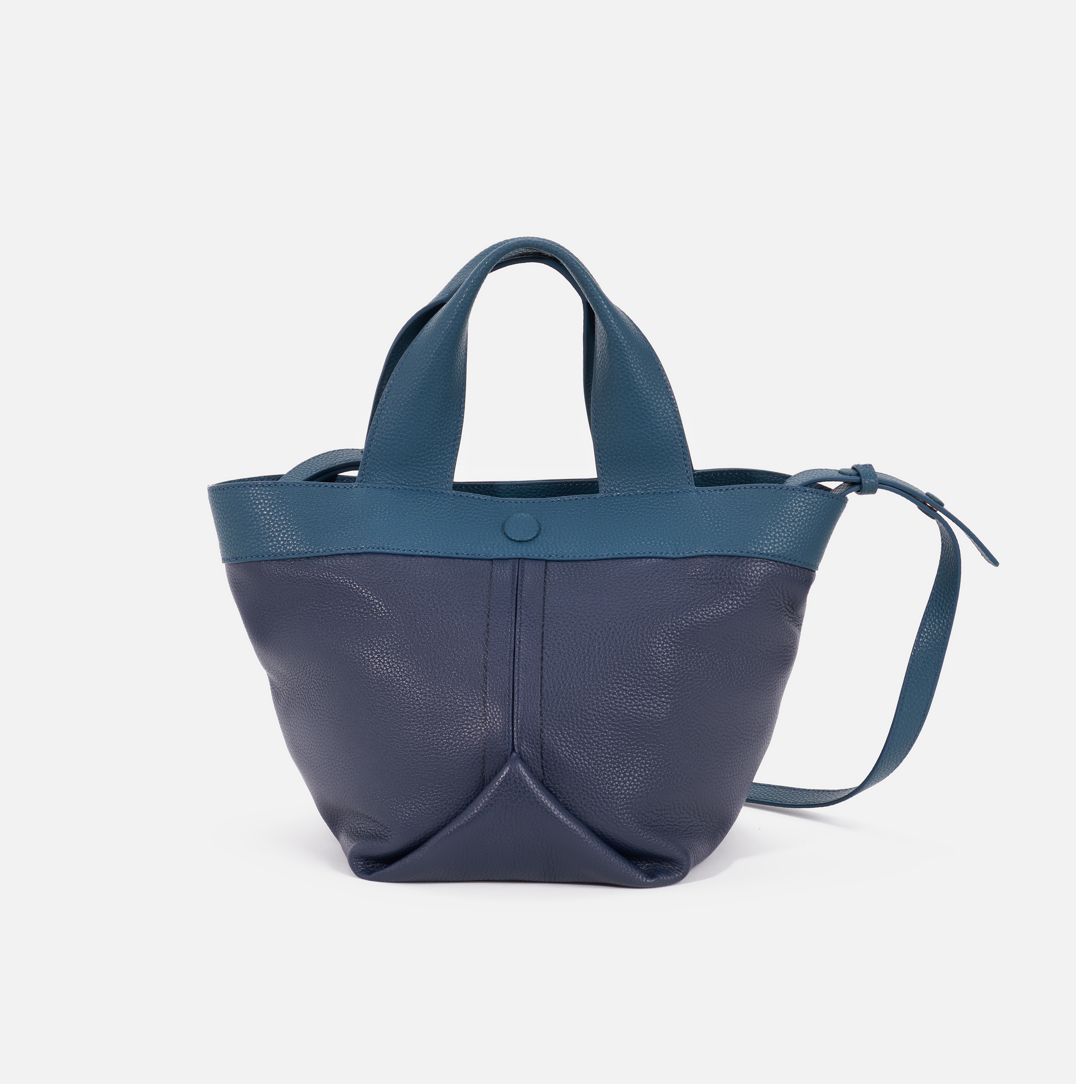 Gusset medium pebble leather tote in emerald forest / blazer blue