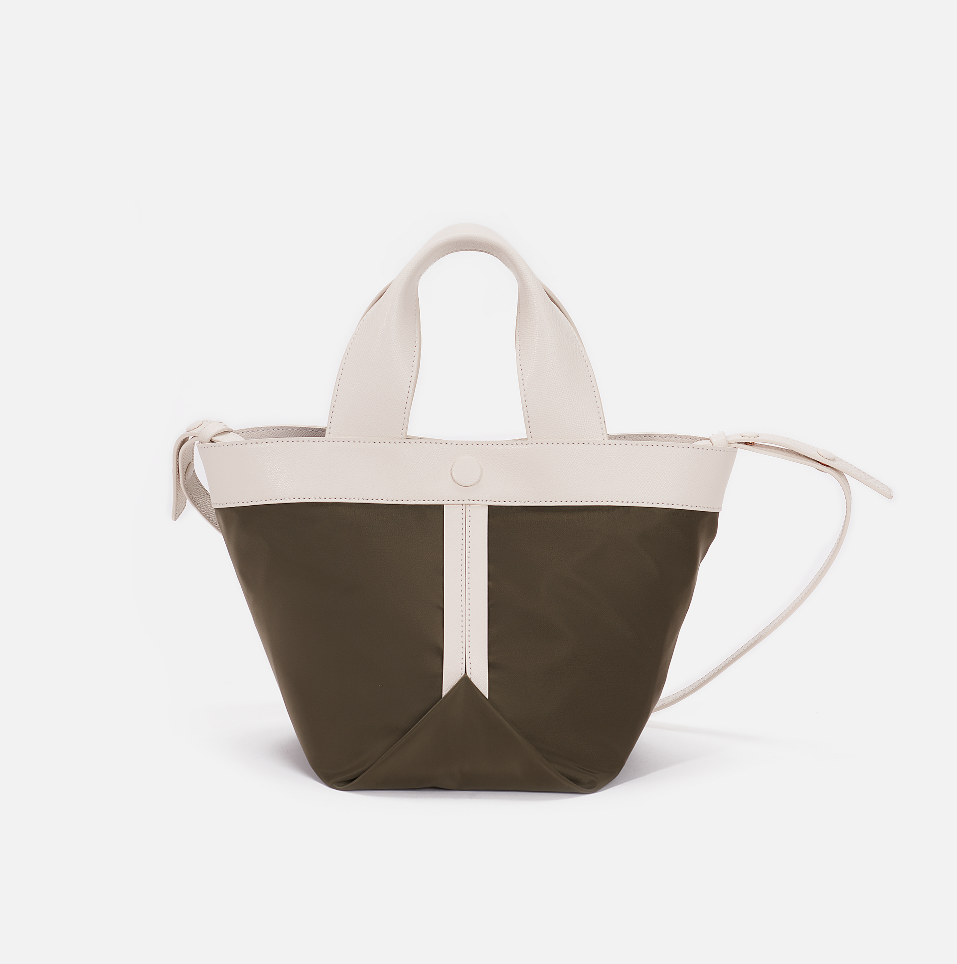 Nylon tote with clearance leather handles