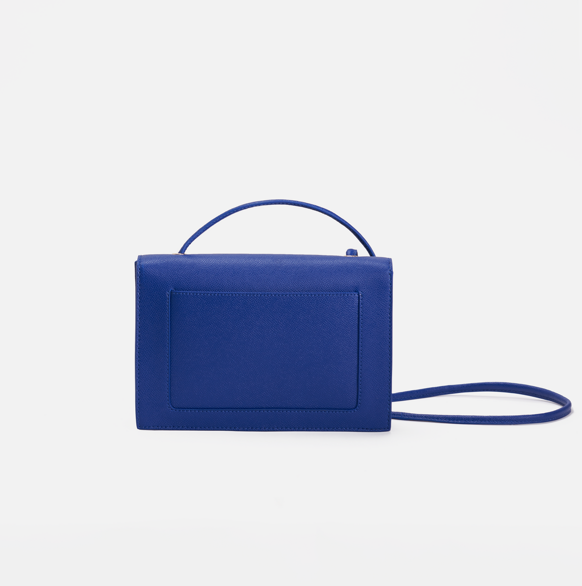 Lella cross grain embossed leather crossbody bag in cobalt - ro bags