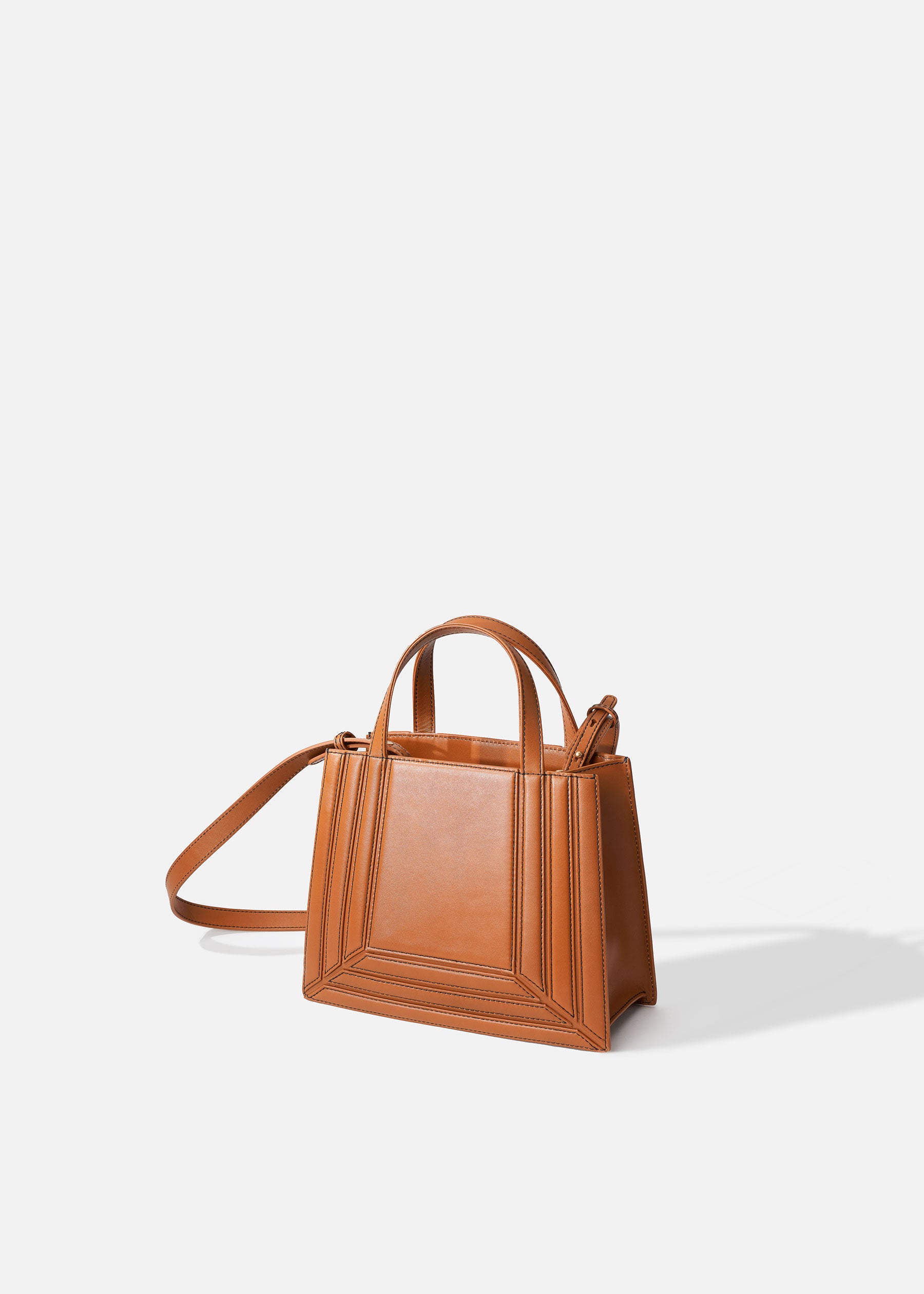 Palladian laramie leather double handle bag in cognac - ro bags